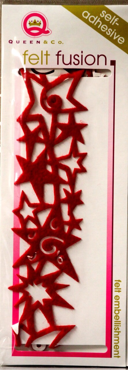 Queen &#x26; Company Felt Fusion Red Star Self-Adhesive Felt Embellishment